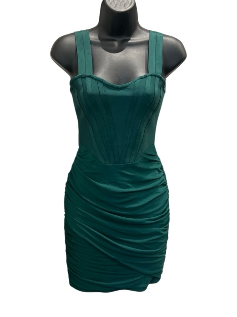 AKIRA emerald green corset ruched bodycon mini dress Size Small